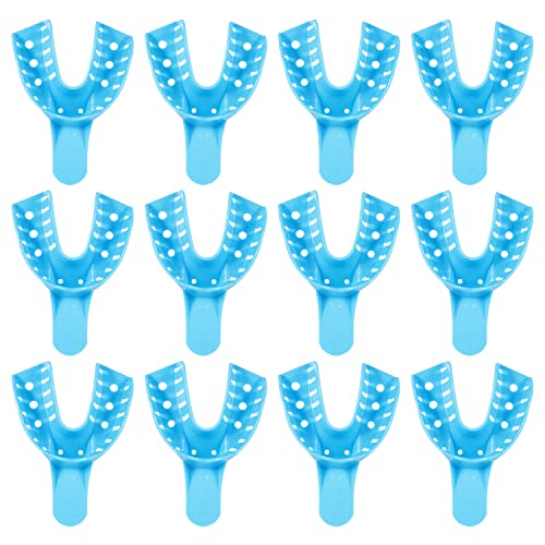 JMU Dental Impression Tray, Bag of 12 Perforated Disposable Trays, 2 Large Lower