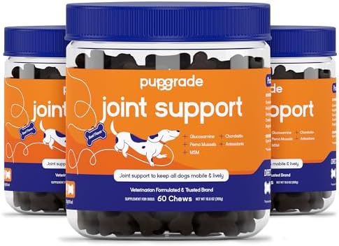 PupGrade Joint Support Supplement for Dogs - Natural Glucosamine Chondroitin with MSM - Hip & Joint Pain Relief - Recommended for Hip Dysplasia, Arthritis & Joint Disease - USA Tested - 180 Chews