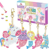 ORIENTAL CHERRY Arts and Crafts for Kids Ages 8-12 - Make Your Own GEM Keychains - 5D Diamond Art Painting by Numbers Kits Girls Kids Ages 3-5 4-6 6-8 Toys Birthday Christmas Gifts Stocking Stuffers