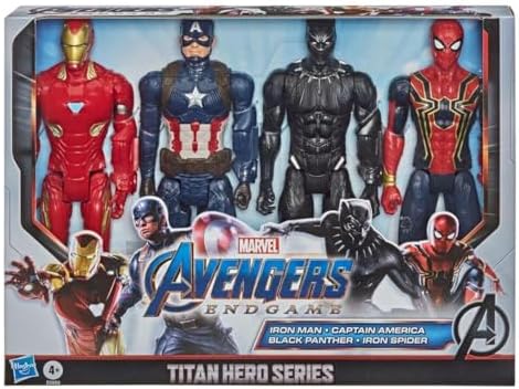 Avengers Marvel Endgame Titan Hero Series 12" Action Figures Captain America, Iron Spider, Black Panther, and Iron Man (4 Action Figures)