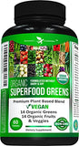 Potent Garden Organic Superfood Greens, Fruit and Veggies Supplement Rich in Vitamins & Antioxidants with Alfalfa, Beet Root & Tart Cherry to Boost Energy, Immunity & Gut Health, Greens Tablets 60 Ct