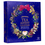 New English Teas Christmas Tea Advent Calendar, 50 Pyramid Teabags, 5 Festive Black Tea, Fruit & Herbal Blends