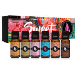 Sweet Gift Set of 6 Premium Grade Fragrance Oils - Bubble Gum, Orange Creamsicle, Peaches & Cream, Blue Cotton Candy, Oatmeal Cookie Dough, Chocolate - 10Ml - Scented Oils