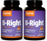 Jarrow Formulas B-Right - 100 Veggie Caps, Pack of 2 - Low-Odor Vitamin B-Complex Formula - Energy & Metabolism Support - Promotes Brain, Heart & Cardiovascular Health - 100 Count (Pack of 2)