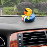 Rubber Ducks Car Duck Dashboard Decoration Squeak Trump Ducks Toys Car Ornaments Car Décor Accessories with Sunglasses and Golden Necklace