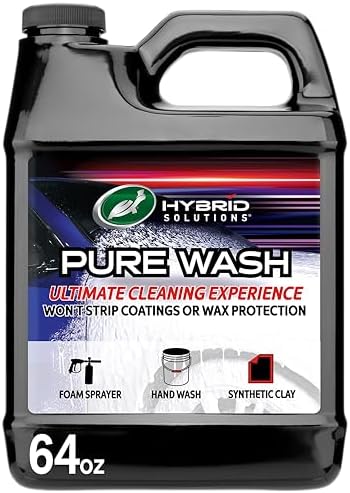 Turtle Wax 54320 Hybrid Solutions Slick-N-Slide Pure Wash, pH Neutral, Extreme Foaming Car Wash Soap, Hand Wash or Foam Cannon Application, Clay Bar Lubricant, Spot Free Clean, 64 oz. (Pack of 1)