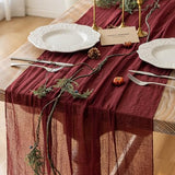 Keketo Christmas Burgundy Cheesecloth Table Runner Gauze 120 Inch 10 FT Rustic Boho Cheese Cloth Runner for Wedding Baby Shower Bridal Shower Engagement Birthday Party Long Sheer Home Decorations