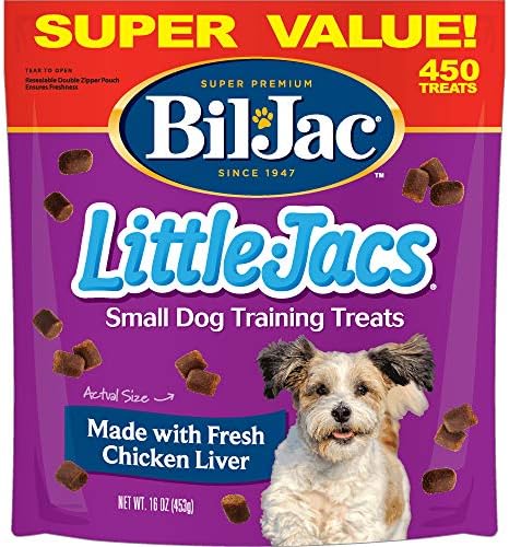 Bil-Jac Little Jacs Small Dog Training Treats - Soft Chicken Liver Dog Treats for Puppy Rewards - Real Chicken, No Fillers, 16oz Resealable Double Zipper Pouch (2-Pack)