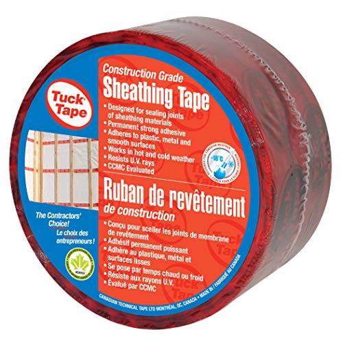 Construction Sheathing Tape, Epoxy Resin Tape, 2.4 in x 180 ft (Red)