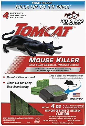Tomcat 371710 Mouse Killer Refillable Station for Indoor/Outdoor Use - Child & Dog Resistant (1 Case of 6 Stations, with 4 Baits Each)