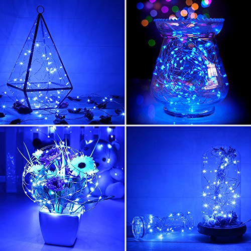 Onforu 16 Pack Fairy Lights Battery Operated String Lights, 6.5ft 20 Mini LED Lights, IP67 Waterproof Blue Fairy Lights, Twinkle Lights for Mason Jar Wedding Centerpiece Decor Christmas Bedroom