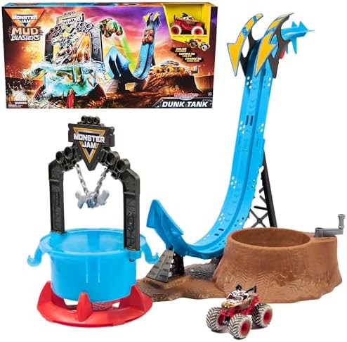 Monster Jam Mud Blasters, Monster Mutt Dalmatian Dunk Tank Playset, Color Change Action, Kids Toy Gifts for Boys and Girls Ages 3 and Up