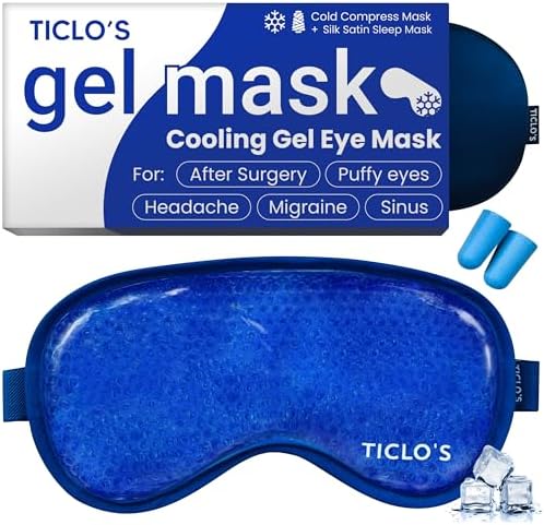 Ticlo's Cooling Eye Mask for Puffy Eyes - Gel Eye Mask for Sleeping, Cold Compress for Dark Circles, Cold Reusable Eye Mask for Migraines, Headaches, and Post-Surgery Recovery, Ice Pack for Eyes
