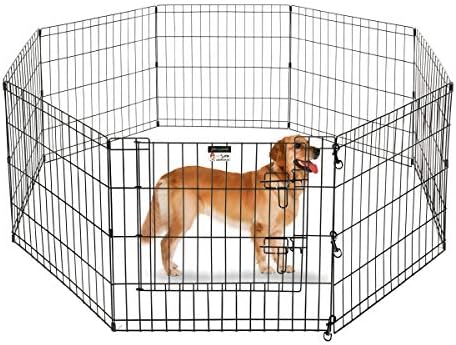 Puppy Playpen - Foldable Metal Exercise Enclosure with Eight 24-Inch Panels - Indoor/Outdoor Fence for Dogs, Cats, or Small Animals by PETMAKER