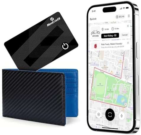 Wallet Tracker Card, Wallet Finder, Slim Tracker Works with Find My (iOS only), Item Locator for Wallet, Suitcase, ID Card and More, IP68 Waterproof (Black, 1-Pack)