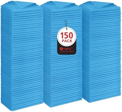 Orighty Shop Towels Bulk, 150 Pack Shop Rags Reusable, Multi-Purpose Cleaning Cloths for Cars, Microfiber Cleaning Rags for Automotive, Mechanic, Kitchen, Lint Free Towels 11.5’’ x 11.5’’, Blue