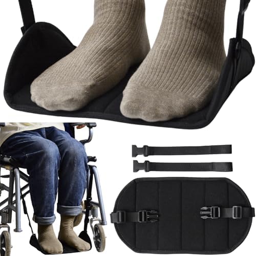 Wheelchair Foot Rest Hammock, Wheel Chair Leg Rest w/Rigid Base, Foot Sling for Footrest Replacement Adjustable Height, Anti Clash Leg Support Hammock for Rollator, Wheelchair Accessories