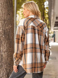 AUTOMET Womens Fall Outfits Fashion Clothes Shackets Flannel Plaid Button Down Long Sleeve Shirts Jackets 2024 Apricot M