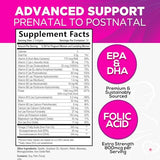 Women's Prenatal Multivitamin with Folic Acid + DHA, Prenatal Vitamin Supplement for Fetal Support w/Folate, Omega 3, Vitamins D3, B6, B12 & Iron, Pregnancy Prenatal DHA, Non-GMO - 60 Softgels