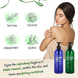 Tea Tree Body Wash & Shower Gel with Vitamin E for Jock Itch, Eczema, Ringworm, Body Odor, Acne, Body Wash Women & Men with Added Body Oils, LARGE 20.2 FL Oz Bottle (Tea Tree, Pack of 2)