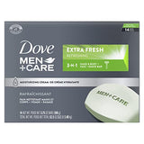 DOVE MEN + CARE Bar 3 in 1 Cleanser for Body, Face, and Shaving to Clean and Hydrate Skin Extra Fresh Body and Facial Cleanser More Moisturizing Than Bar Soap 3.75 oz, 14 Count (Pack of 1)