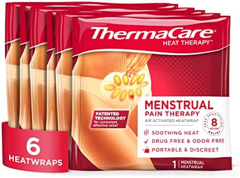 ThermaCare Portable Menstrual Heating Pad, Adhesive Period Therapy Heat Patches for Cramps and Backache Relief, HSA/FSA Eligible & Approved, 6 Count