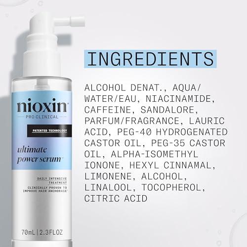 Nioxin Ultimate Power Serum, Intensive Daily Leave-In Hair Treatment with Caffeine, Lauric Acid, Niacinamide and Sandalore, For Thicker and Stronger Hair, 2.3 oz (Packaging May Vary)