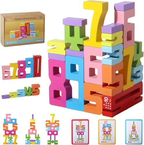 20pcs Wooden Number Building Blocks, Friends of Ten Blocks