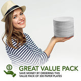 Stock Your Home 9-Inch Paper Plates Uncoated, Everyday Disposable Plates 9" Paper Plate Bulk, White, 300 Count