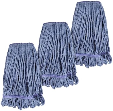 Commercial Heavy Duty Mop Heads Replacement for Rubbermaid: 3 Packs Industrial Wet Mop Head for Floor Cleaning - Cotton Commercial Products Wet Mop Refills