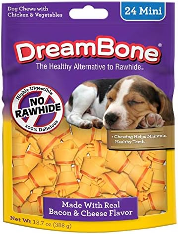 DreamBone Mini Chews, Made with Real Bacon and Cheese Flavor, Rawhide Free Dog Chews, 24 Count
