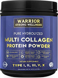 Warrior Strong Wellness Pure Hydrolyzed Multi Collagen Protein Powder, Collagen Powder, Boost Energy, for Aging Skin Elasticity, Hair & Nails Growth Support, Joint Health (Unflavored)
