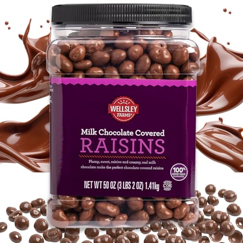 Wellsley Farms Milk Chocolate Covered Raisins, 3 lbs 2 oz - Creamy Milk Chocolate & Sweet Sun-Dried Raisins, Kosher & Gluten-Free