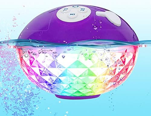 Blufree Floating Pool Speakers with Colorful Lights, Bluetooth Wireless Pool Speaker Floatable IP68 Waterproof, Built-in Mic & Crystal Clear Sound Bluetooth Hot Tub Speaker for Pool Party Outdoors