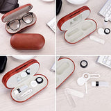 Muf 2 in 1 Contact Lens Case and Glasses Case,Double Sided Dual Use Design,Leak Proof & Portable,Tweezer and Contact Lens Solution Bottle Included for Travel Kit,Brown