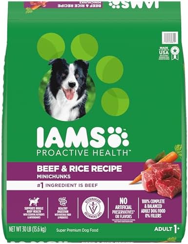 IAMS Proactive Health Adult Dry Dog Food Beef and Rice Recipe, 30 lb. Bag