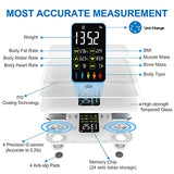 Scales for Body Weight and Fat, Lescale Large Display Weight Scale, High Accurate Body Fat Scale Digital Bluetooth Bathroom Scale for BMI Heart Rate, 15 Body Composition Analyzer Sync, white