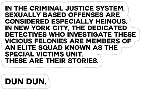 Law and Order SVU Intro Decal Sticker - Sticker Graphic - Auto, Wall, Laptop, Cell, Truck Sticker for Windows, Cars, Trucks