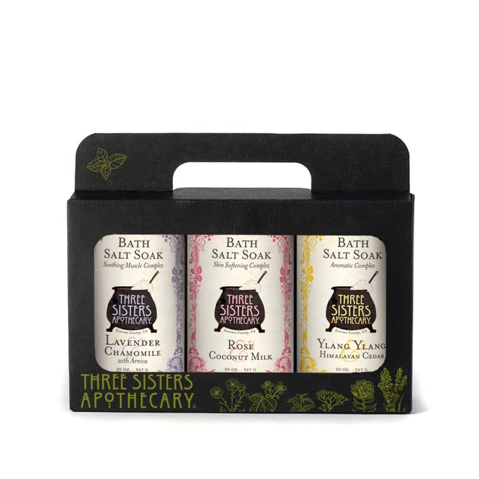 Three Sisters Apothecary 3 Piece Bath Salt Gift Tote Trio (Floral)