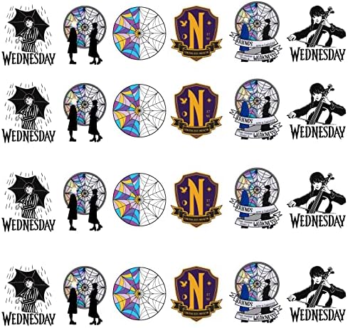 24Pcs Stickers for Wednesday Addams Water Bottle Decals Waterproof Stickers for Laptop Cup Skateboard Phone Scrapbook Bike Suitcase Guitar for Kids Girls Teens