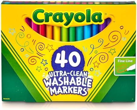 Crayola Ultra Clean Fine Line Washable Markers (40ct), Colored Markers for Kids, Fine Tip, Arts Supplies, Gifts for Kids, 3+