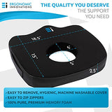 Ergonomic Innovations Orthopedic Donut Pillow: Memory Foam Chair Seat Cushion for Tailbone and Coccyx Pain, Sciatica, and Pressure Relief - Car, Desk, and Office Chair Pad Cushions and Pillows