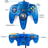 KIWITATA Classic N64 Controller, Retro N64 Wired Game Pad Joystick Remote Controller for N64 System Video Games Console Clear Blue