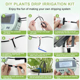 Solar Automatic Drip Irrigation System Kit, 15-Pot Automatic Watering System for Plants, Solar Drip Irrigation System for Garden with LCD Display Water Timer, Easy DIY for Indoor/Outdoor Potted Plants