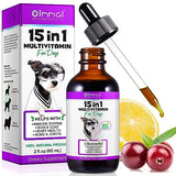 IMMAL 15 in 1 Dog Multivitamin Drops for Dogs - Dog Vitamins & Supplements Natural Dog Multivitamins and Minerals - Glucosamine, MSM for Skin & Coat, Heart Health, Bones, Joint, Immune System Support