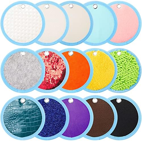 Haull 15 Set Sensory Mats Assorted Textured Sensory Floor Tiles Room Wall Panel Sensory Exercise Tactile Toy for Autistic Children Kids Baby Toddler Fidgeting Activity(Round,5.91 Inch)