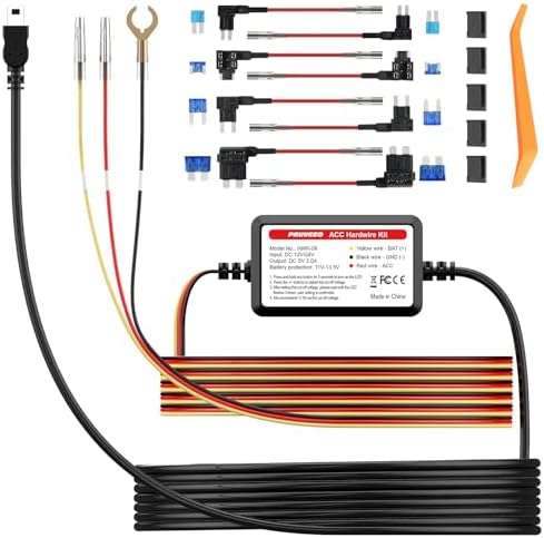 PRUVEEO Smart Acc Hardwire Kit, 12V- 30V to 5V 2A/3A, Intelligent and Adjustable Low Voltage Protection for Dash Cam, HWK-08