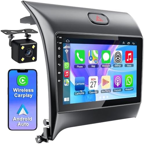 9 inch Car Stereo with Carplay Android Auto fit for Kia Forte 2013-2018 Double Din Android 13.0 Touch Screen Car Radio Receiver w/WiFi GPS Navigation Bluetooth Backup Camera - 2+32G