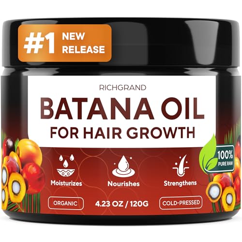 Batana Oil for Hair Growth - 100% Raw & Organic Batana Oil - Cold-Pressed & Pure Unrefined Batana Hair Mask for Women & Men - Enhances Hair Thickness, Prevents Loss, Eliminates Split Ends