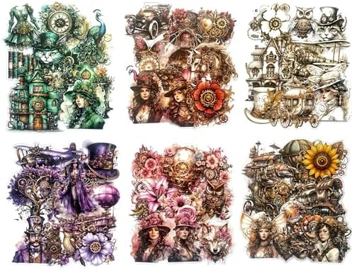 Steampunk Style Stickers 120Pcs Cute,Waterproof,Vintage,Beautiful and Fashionable Youth Stickers,Suitable for Cups,Phones,Waterproof Vinyl Stickers for Teens and Adults (Mechanical Experiment)